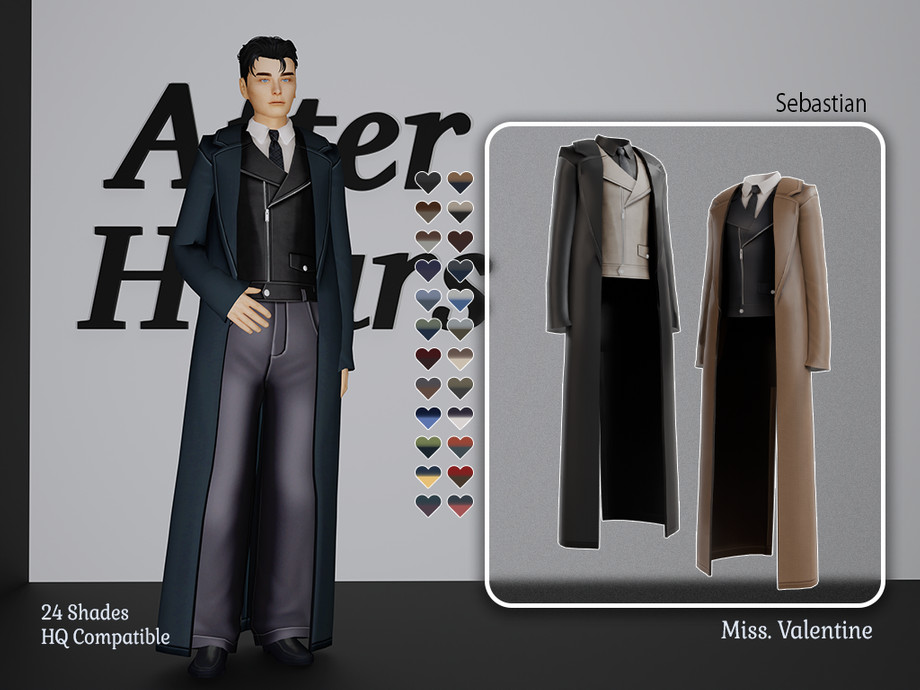 Верхняя одежда для мужчин Sebastian long coat men для Sims 4