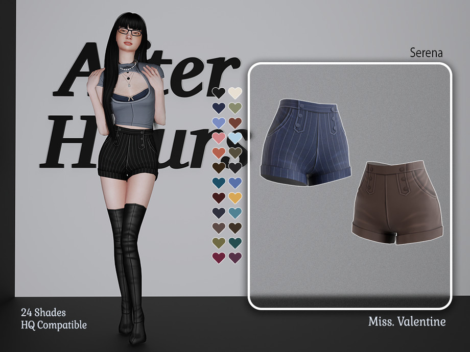 Шорты для симочек Serena high rise shorts для Sims 4