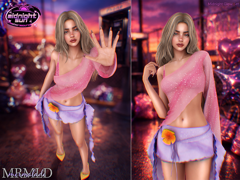 Летний комплект для симочек Midnight Glow Set для Sims 4