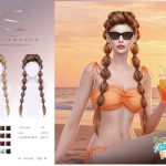 Женская прическа BUBBLE BRAID HAIR Coastal Escape для Sims 4
