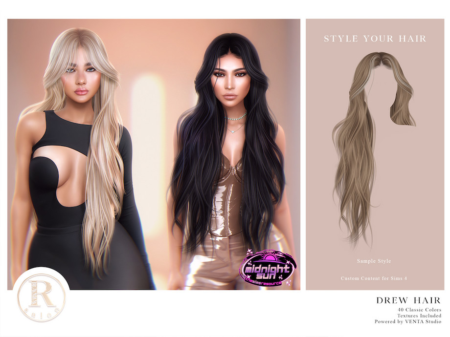 Женская прическа Drew Hair для Sims 4