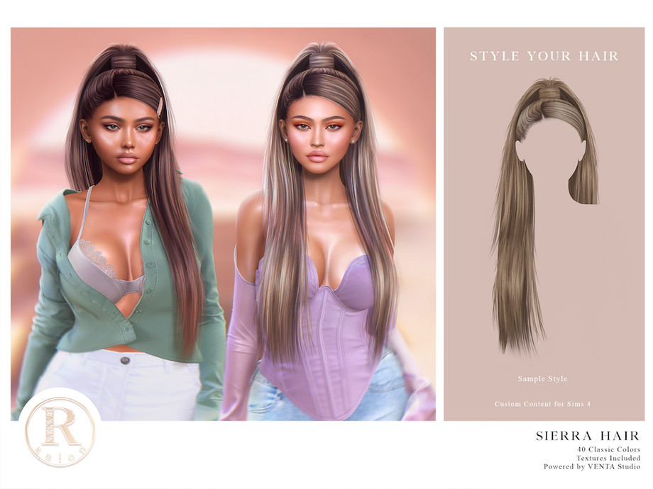 Женская прическа Sierra Hair для Sims 4