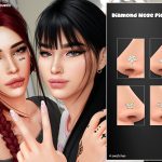 Пирсинг сет Diamond Nose Piercings Pack для Sims 4