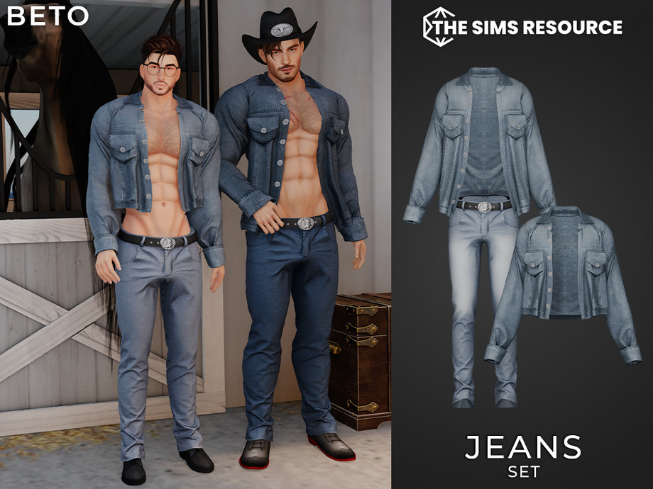 Джинсовый сет для ковбоев Jeans для Sims 4