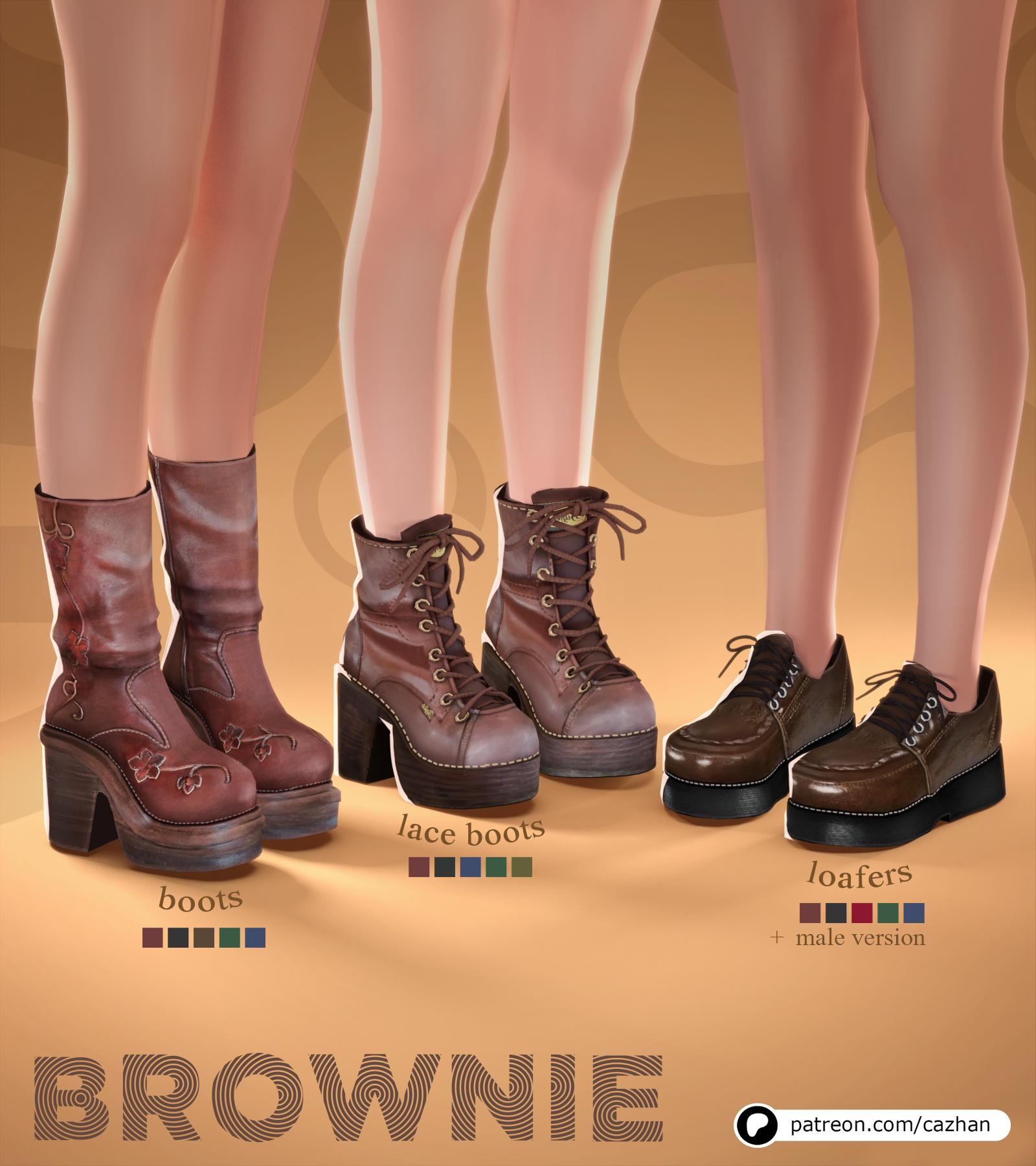 Коллекция обуви brownie для Sims 4