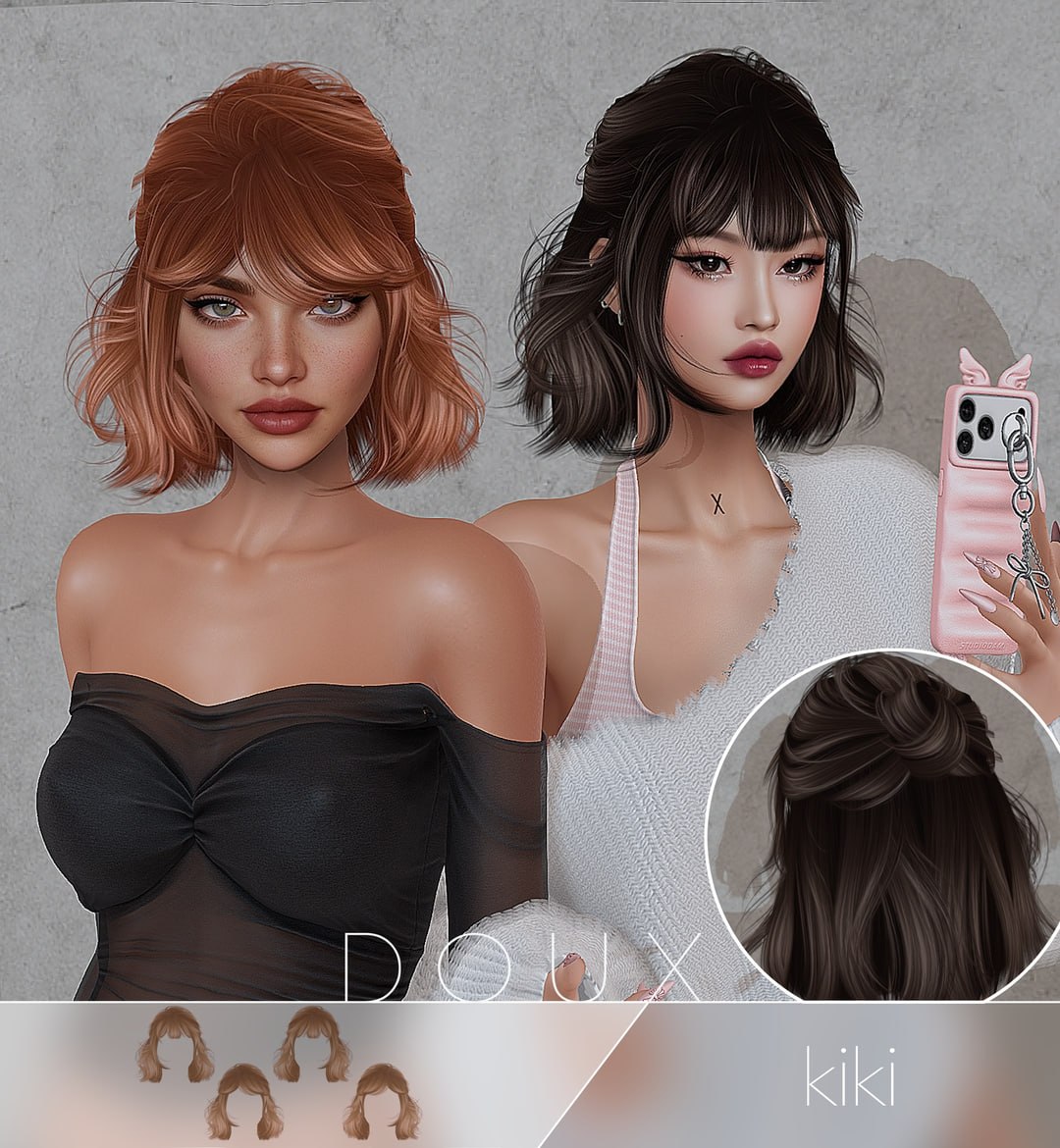 Женская прическа Kiki Hairstyle для Sims 4