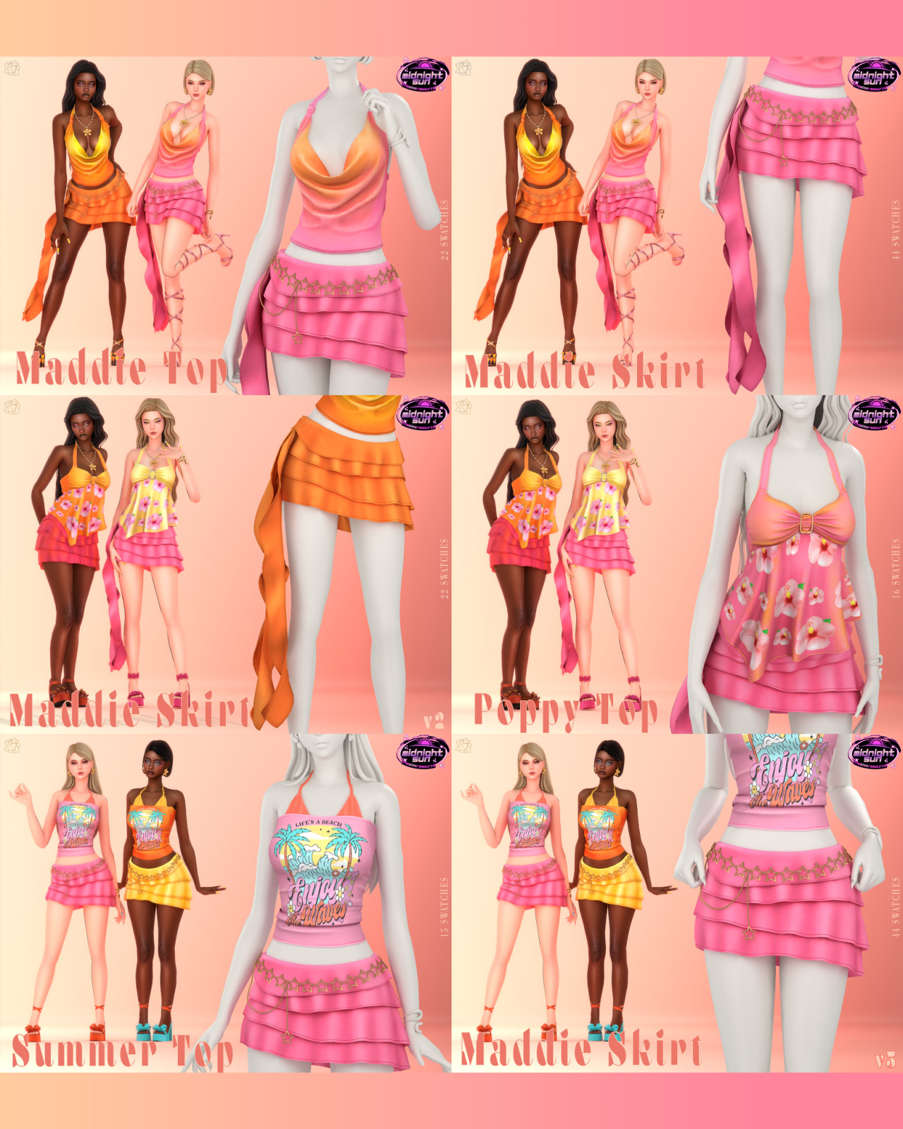 Летний сет для симочки MIDNIGHT SUN WITH TSR для Sims 4
