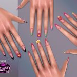 Маникюр для симочек Almond Flower Nails для Sims 4