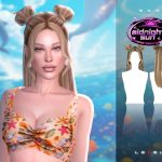 Женская прическа Sun long female updo with buns and bangs для Sims 4 Женская прическа Sun long female updo with buns and bangs для Sims 4
