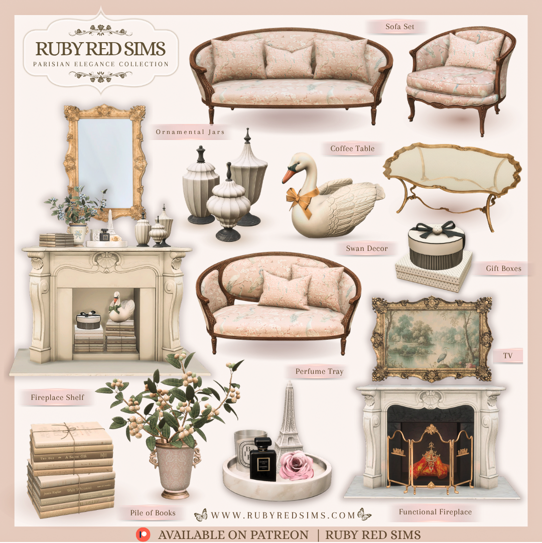 Гостиная Parisian Elegance Collection для Sims 4
