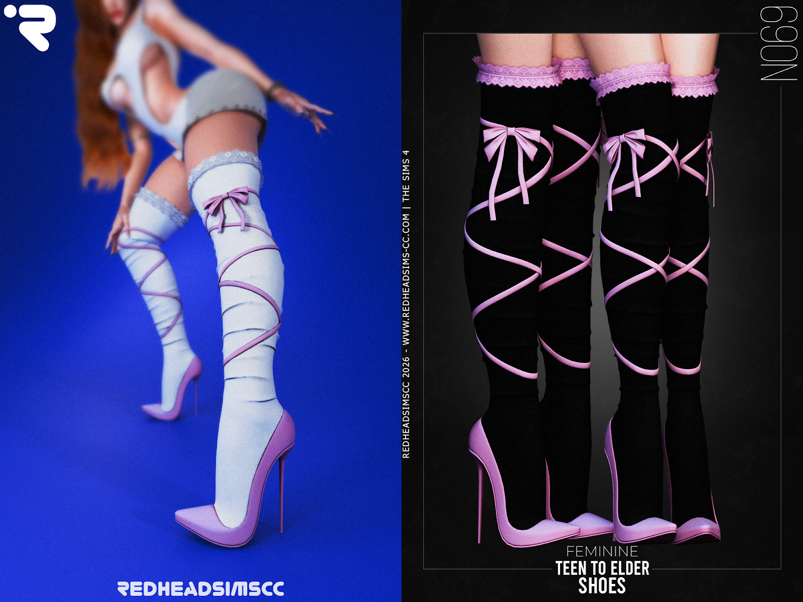 Туфли с чулками AF SHOES N069 для Sims 4