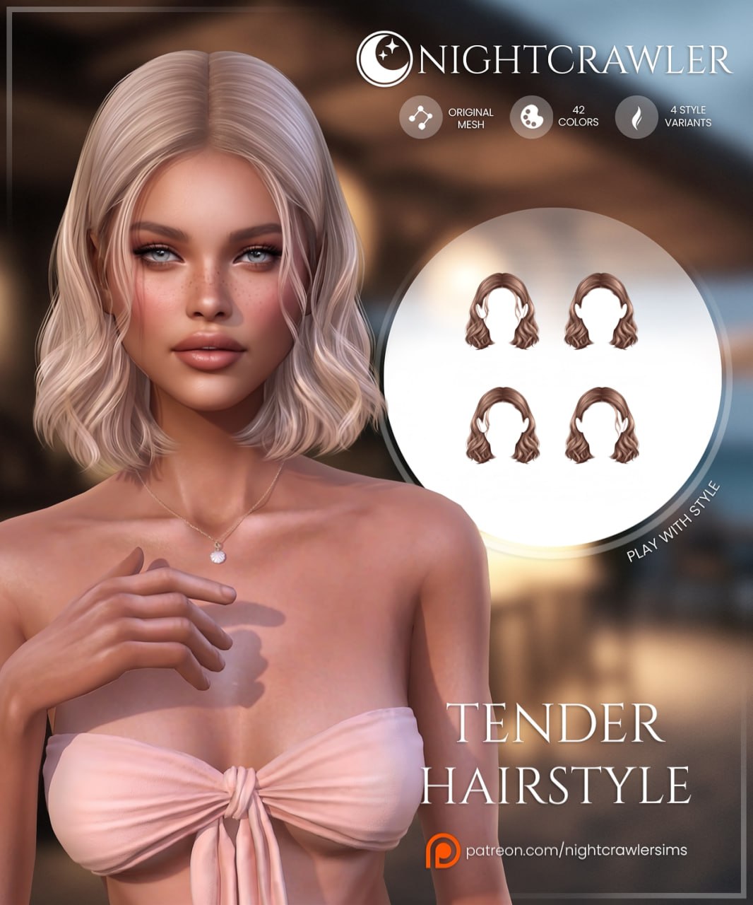 Женская прическа TENDER HAIR для Sims 4