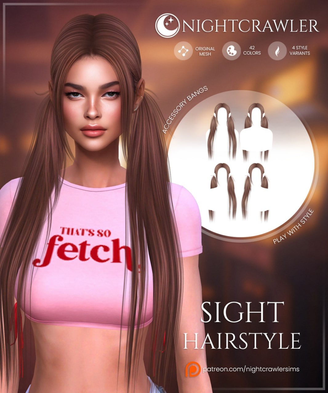 Женская прическа SIGHT HAIR для Sims 4