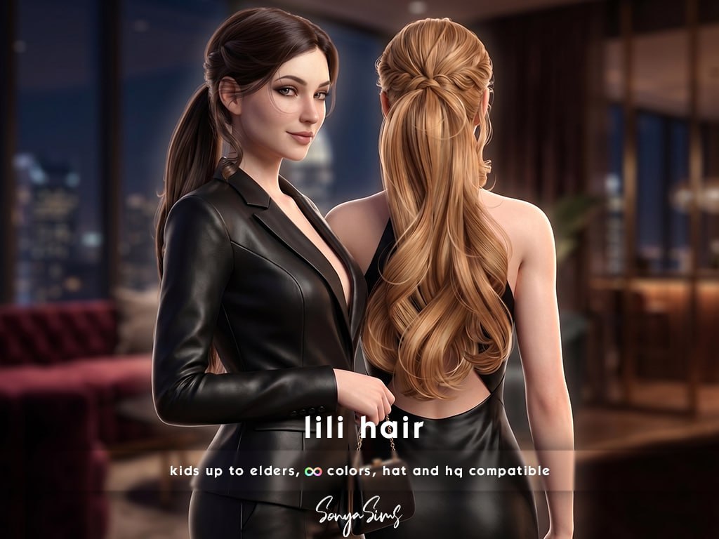 Женская прическа Lili Hairstyle - Long для Sims 4