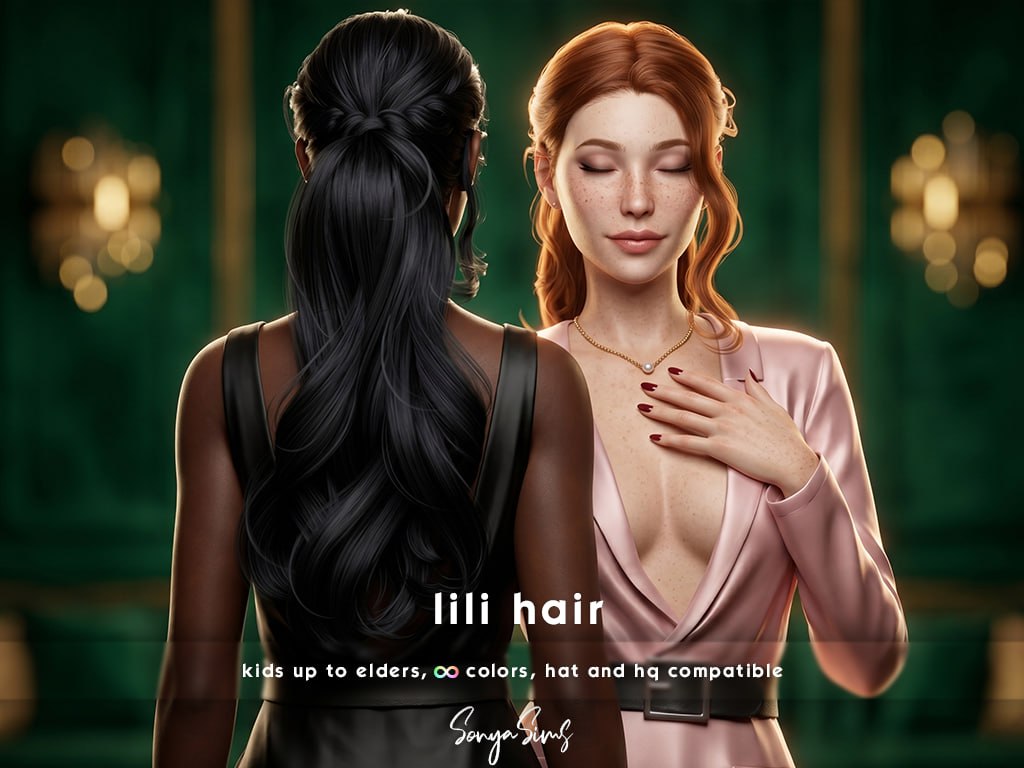 Женская прическа Lili Hairstyle - Long для Sims 4