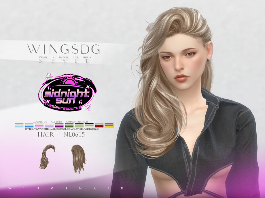 Прическа Long curly hair для Sims 4