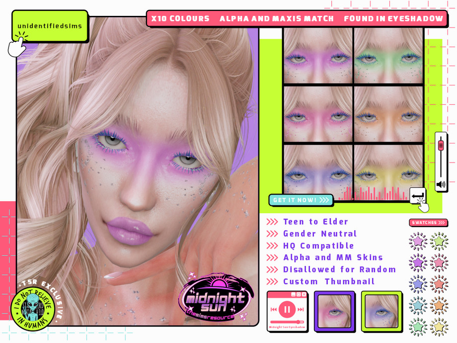 Тени Midnight Sun Eyeshadow для Sims 4