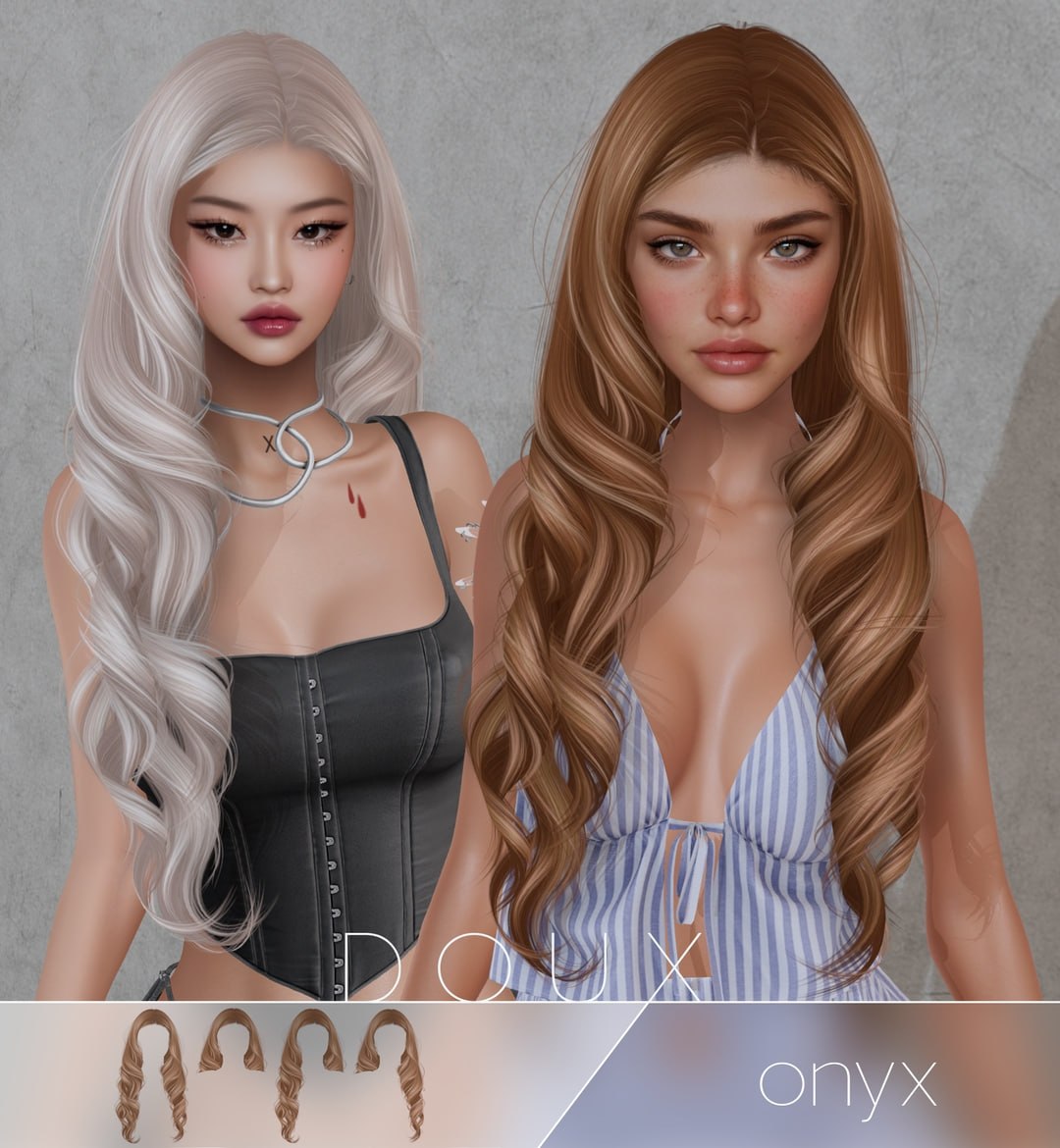 Женская прическа Onyx Hair для Sims 4