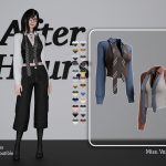 Жилет с рубашкой и галстуком Saige vest with shirt для Sims 4 Жилет с рубашкой и галстуком Saige vest with shirt для Sims 4