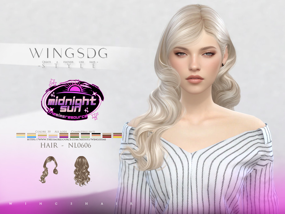 Прическа one-sided long curly hair для Sims 4