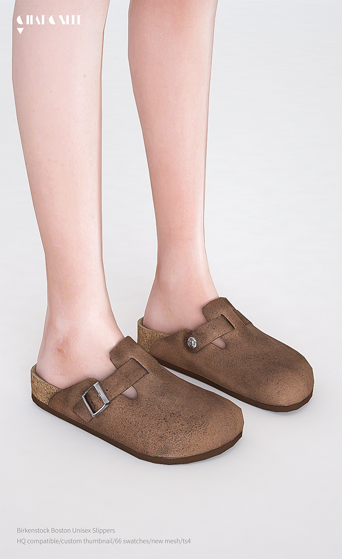 Биркенштоки для симочек и симов Birkenstock Boston Unisex Slippers для Sims 4
