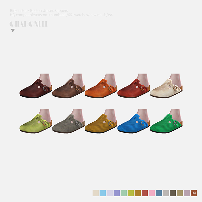 Биркенштоки для симочек и симов Birkenstock Boston Unisex Slippers для Sims 4