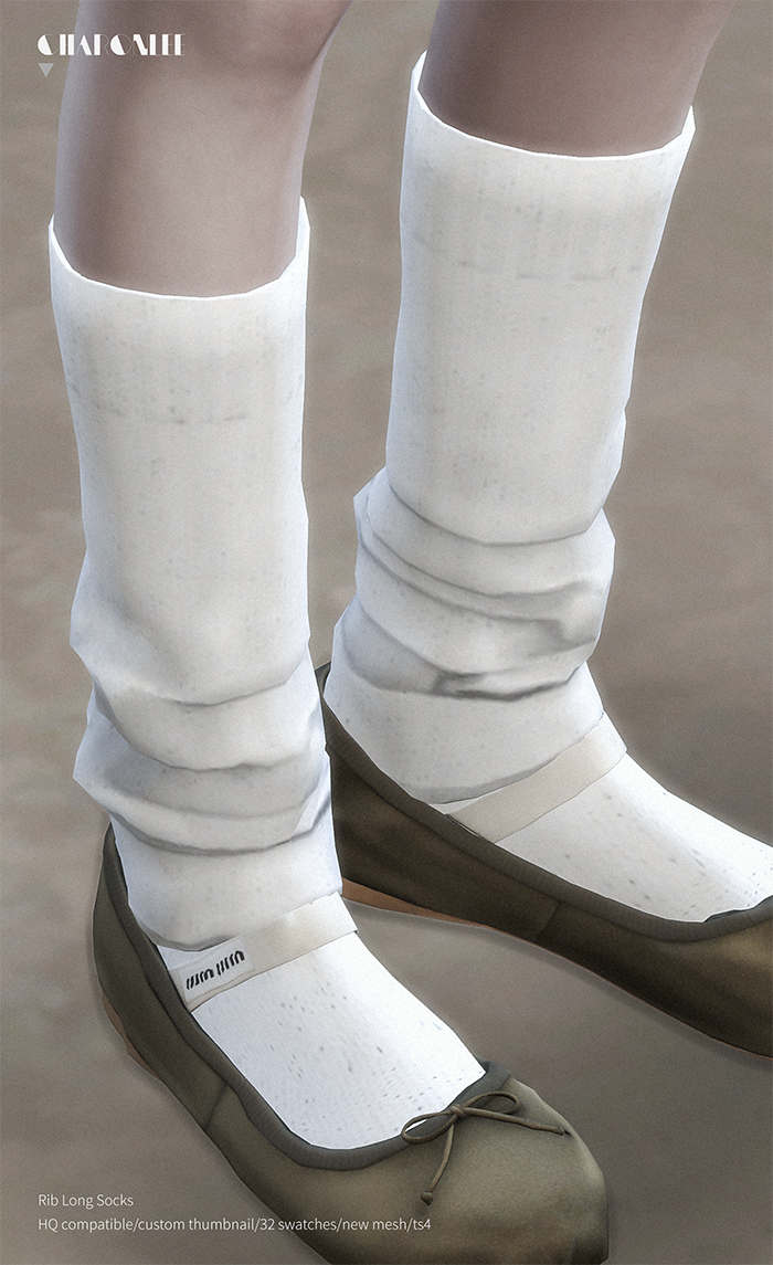 Высокие носки Rib Long Socks для Sims 4