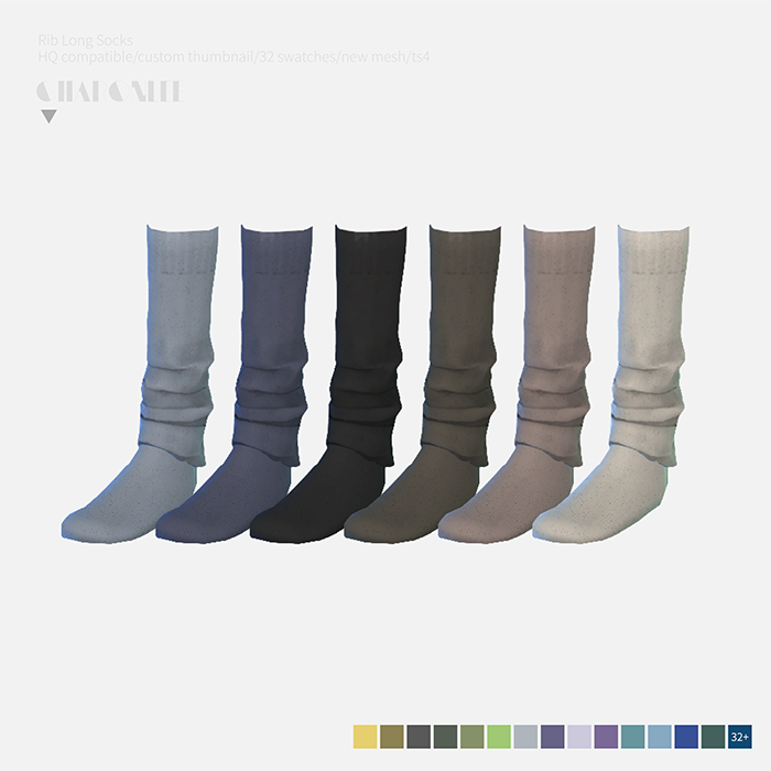 Высокие носки Rib Long Socks для Sims 4