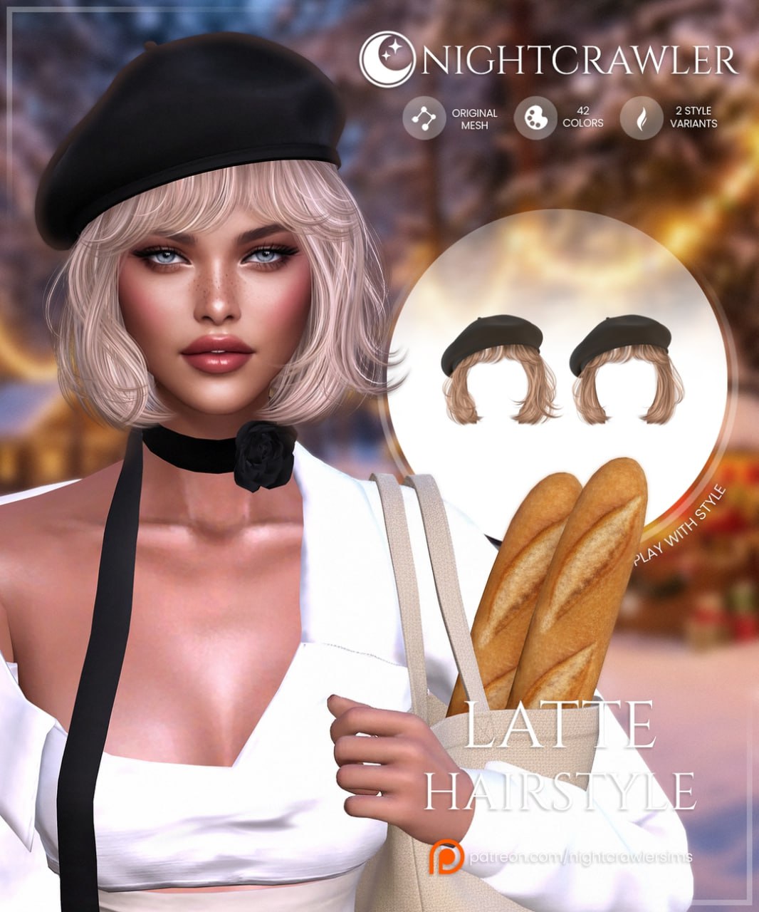 Женская прическа LATTE HAIR для Sims 4
