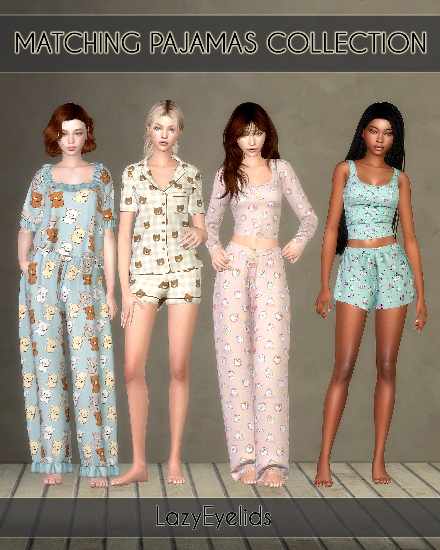 Пижамы для симочек Matching pajamas collection для Sims 4