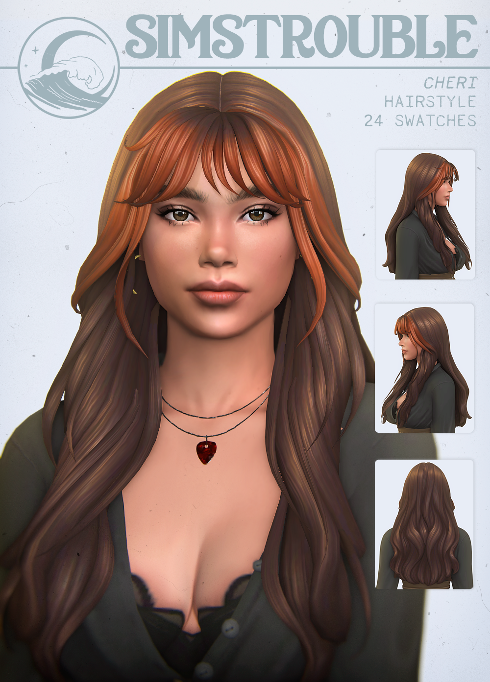 Женская прическа Cherie Hairstyle для Sims 4