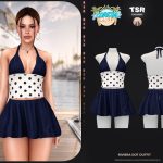 Комплект для отпуска SET-Riviera Dot Outfit для Sims 4