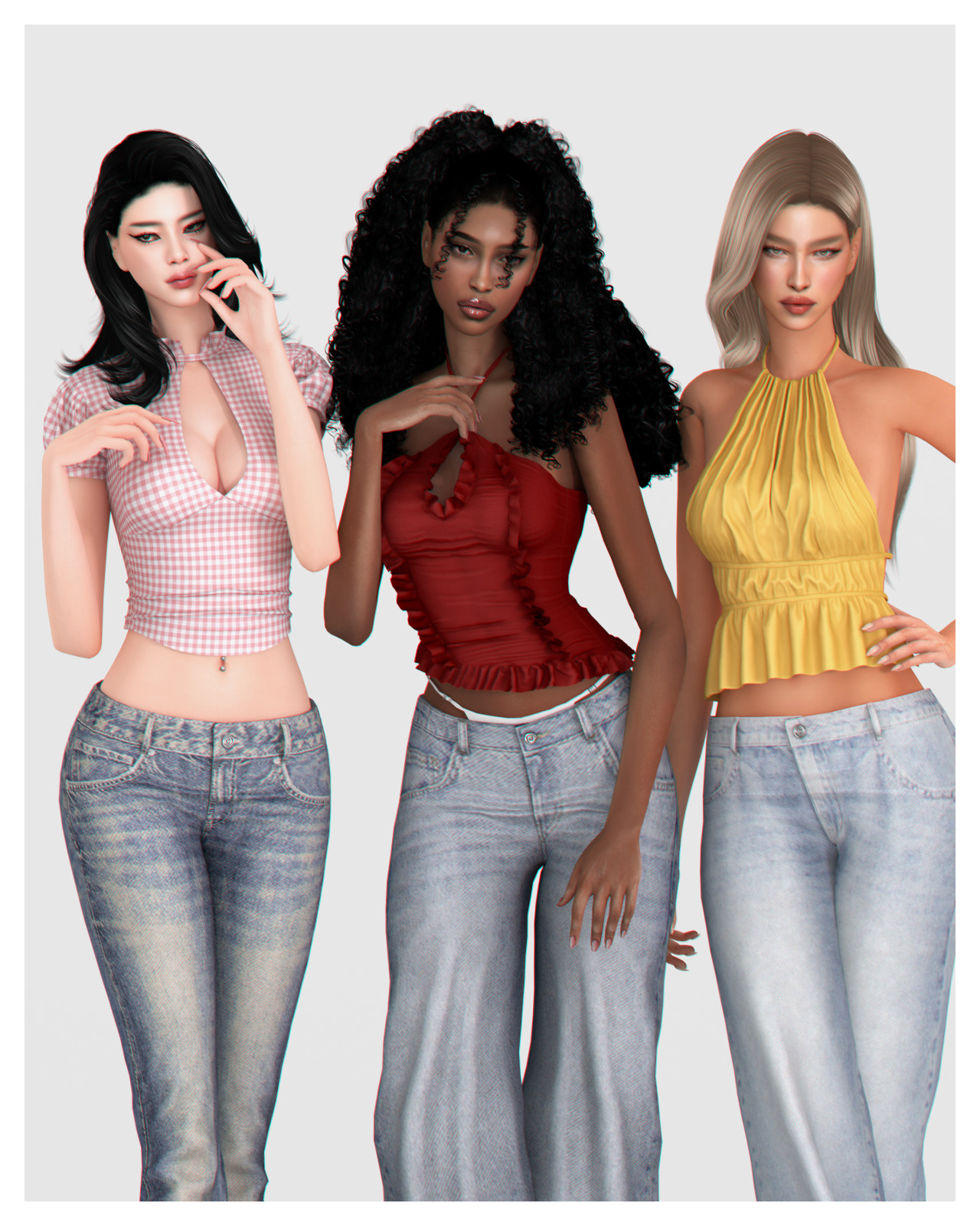 Летние топы для симочек Sunkissed Tops Set для Sims 4