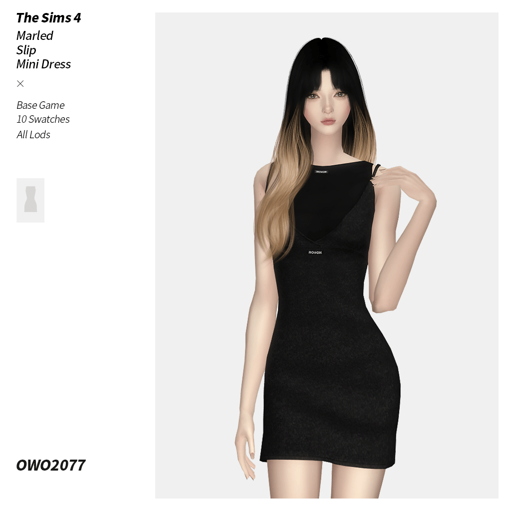 Наряд для симочки Marled Slip Mini Dress для Sims 4