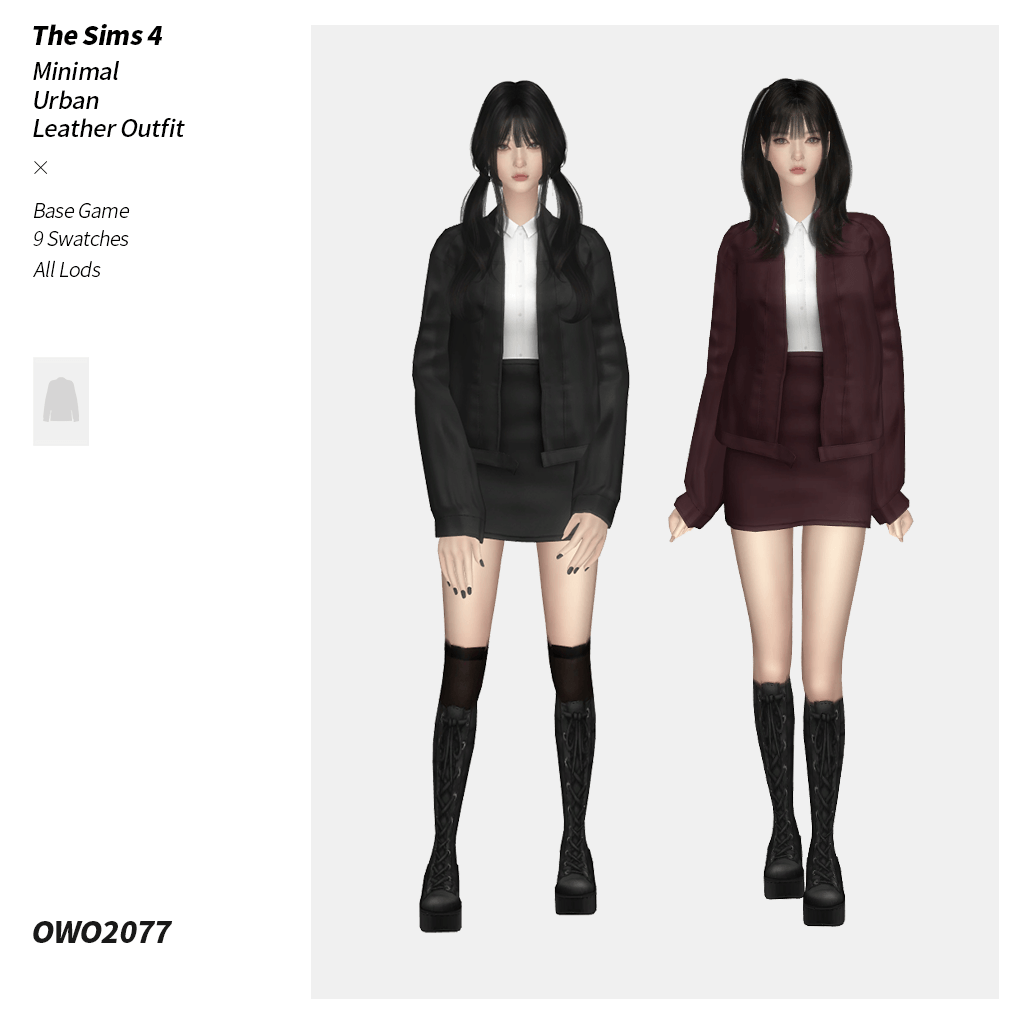 Наряд для симочки Minimal Urban Leather Outfit для Sims 4