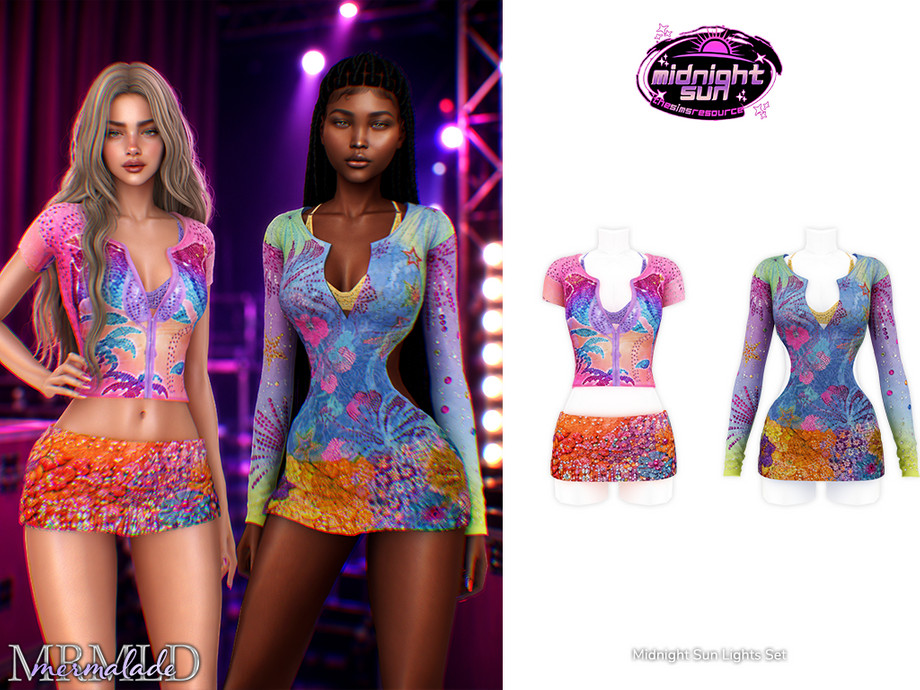 Сет для летних вечеринок Midnight Sun Lights Set для Sims 4