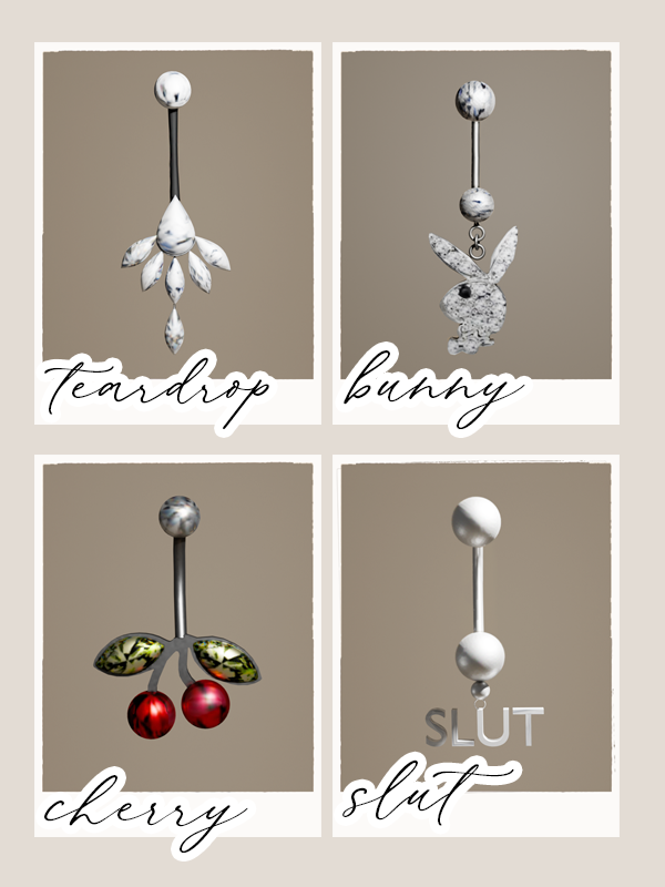 Украшения для пирсинга пупка belly bar collection для Sims 4