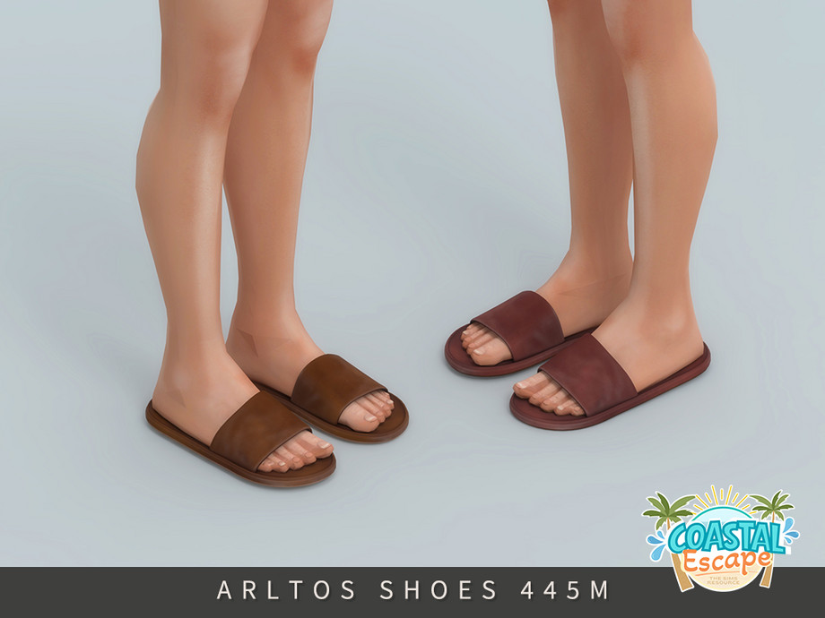 Шлепанцы для мужчин и детей Leather Slide Sandals для Sims 4