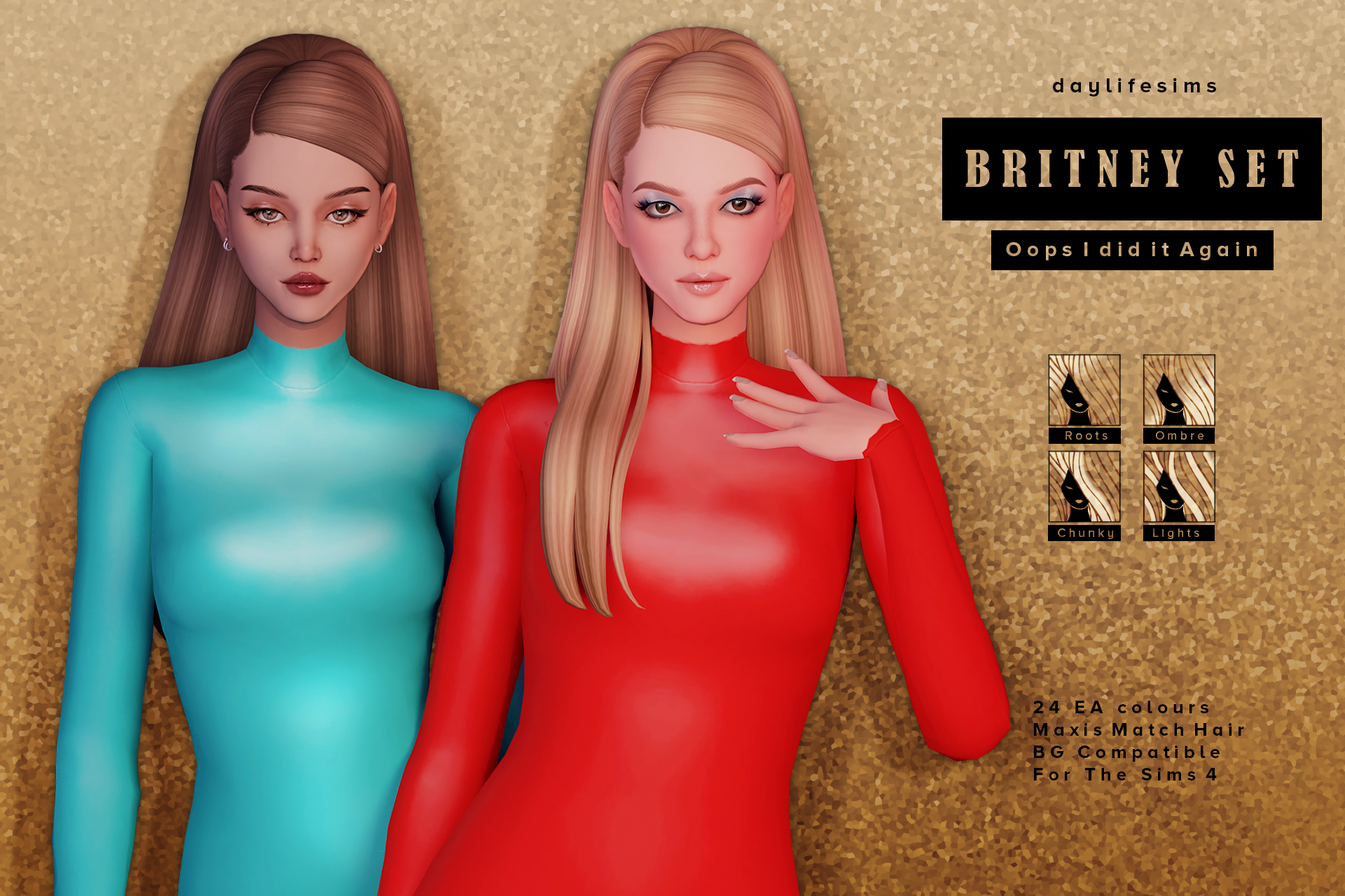 Женская прическа BRITNEY SET - Oops I did it Again для Sims 4