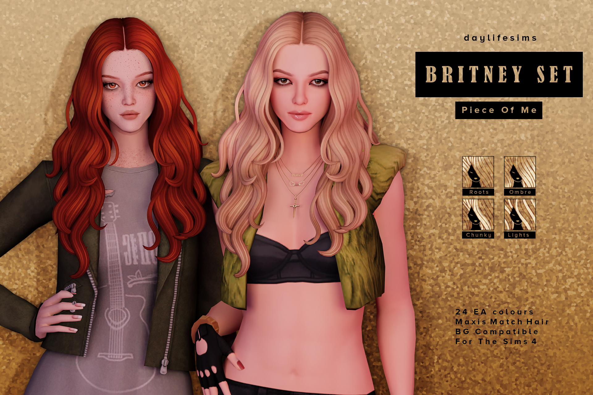 Женская прическа BRITNEY SET - Piece of Me для Sims 4
