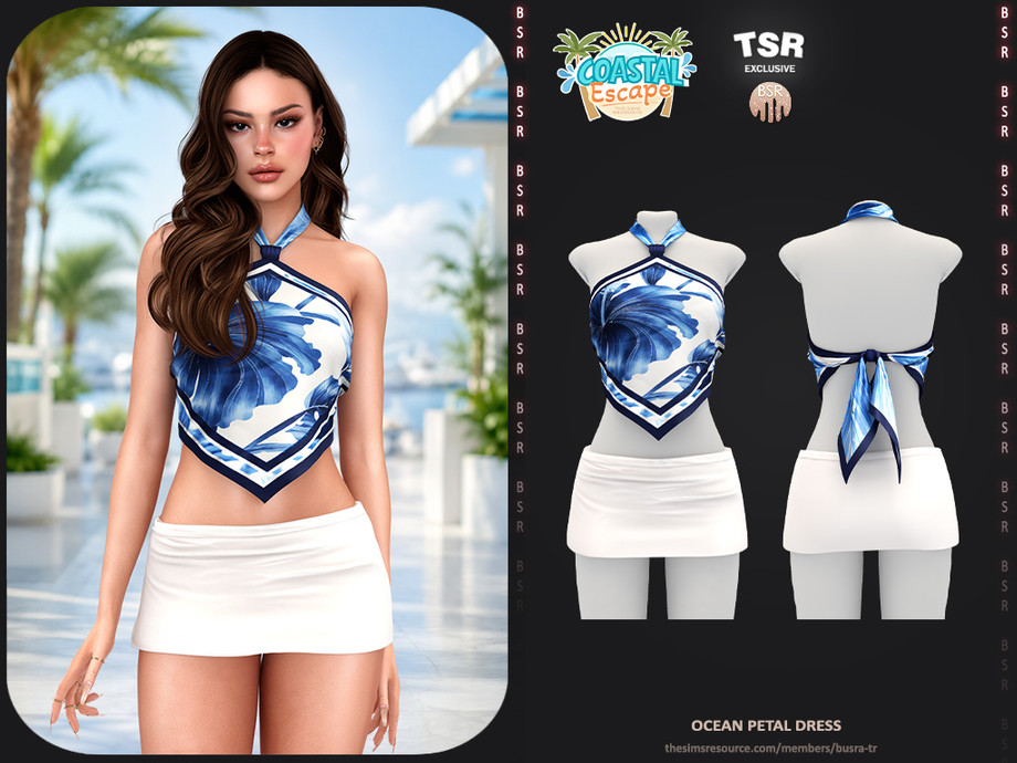 Комплект одежды для симочки Ocean Petal Outfit для Sims 4
