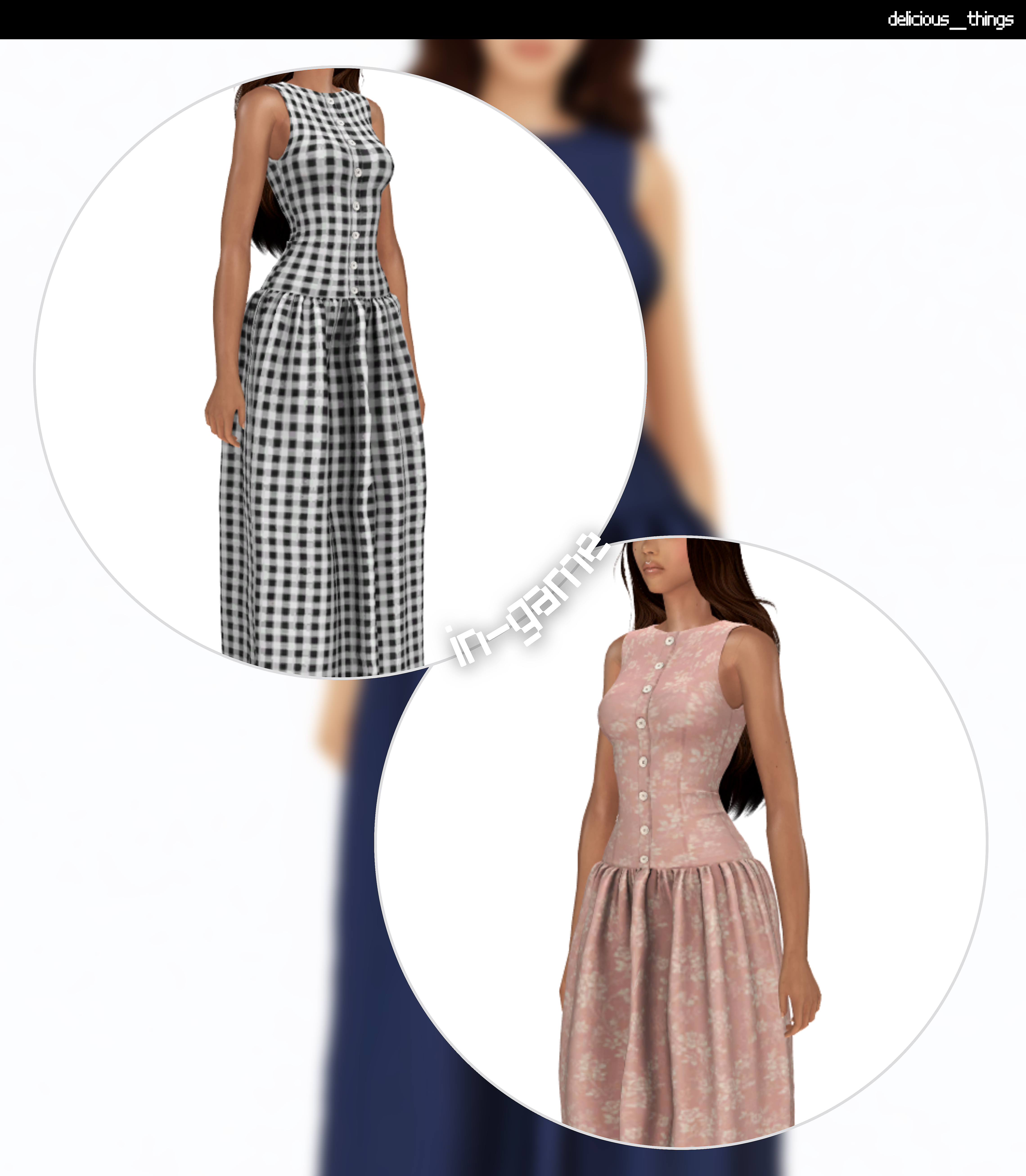 Платье для симочек Sleeveless Button-front Corset Maxi Dress для Sims 4