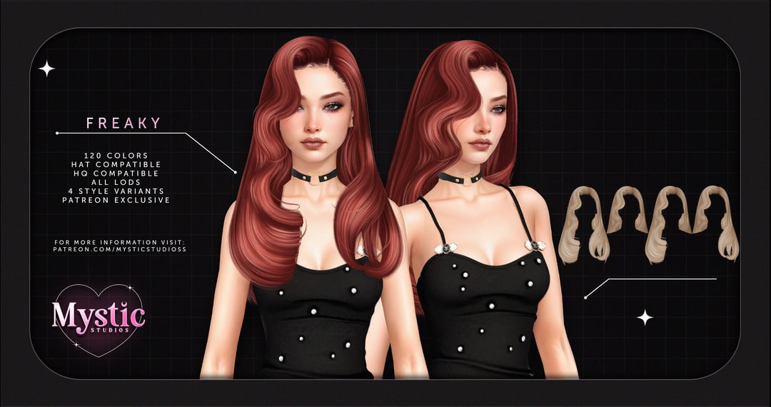 Женская прическа FREAKY для Sims 4