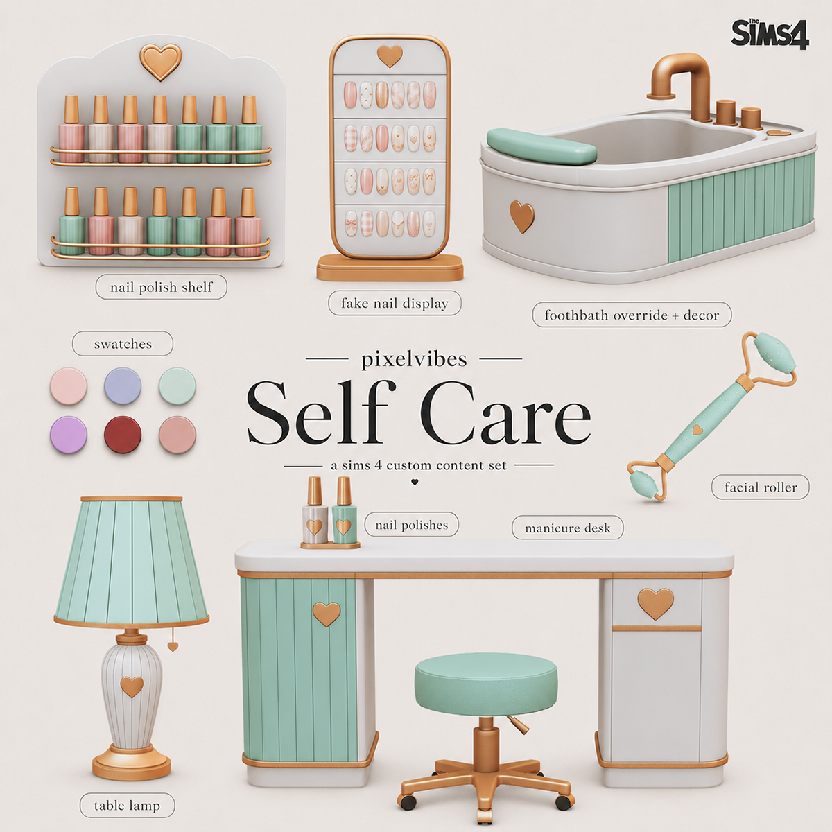 Сет для салона красоты Self Care для Sims 4