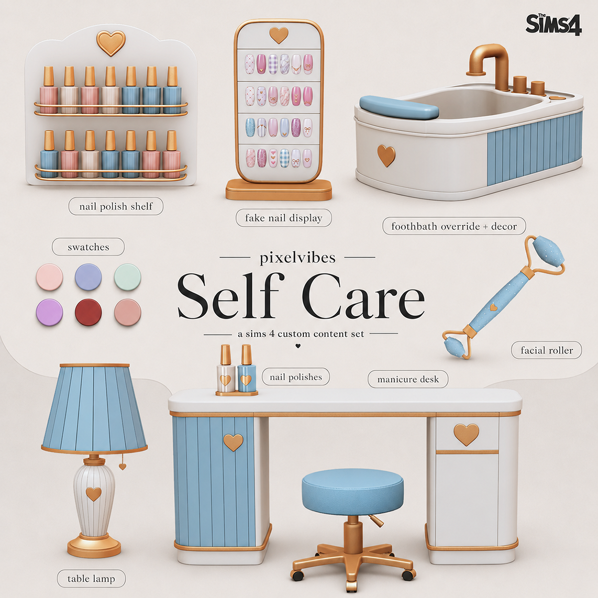Сет для салона красоты Self Care для Sims 4