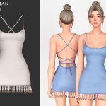 Платье для симочек Shelby Open Back Beaded Mini Dress для Sims 4 Платье для симочек Shelby Open Back Beaded Mini Dress для Sims 4