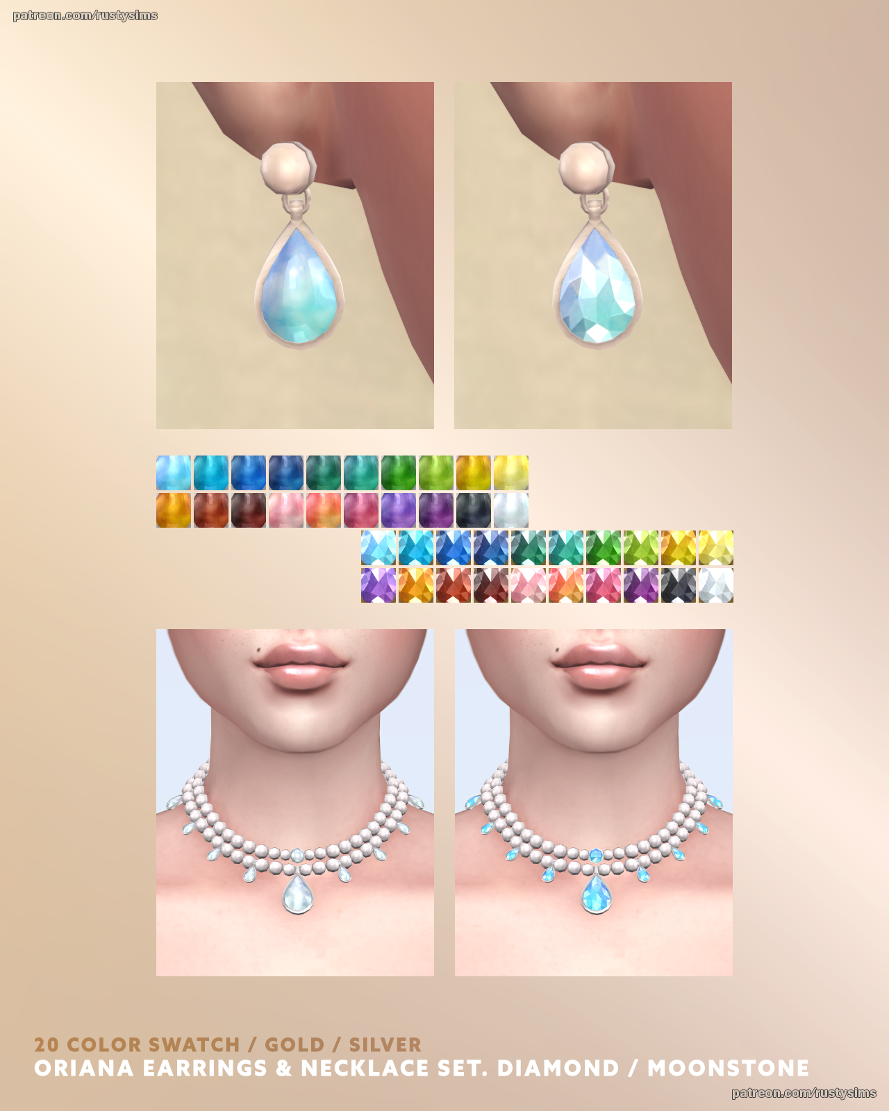 Ювелирный комплект Oriana Jewelry Set для Sims 4
