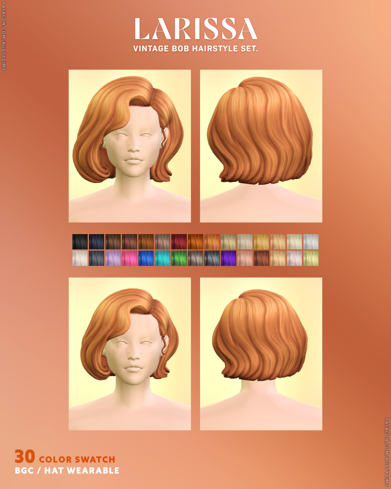 Прическа для симочек и симов Larissa Hair для Sims 4
