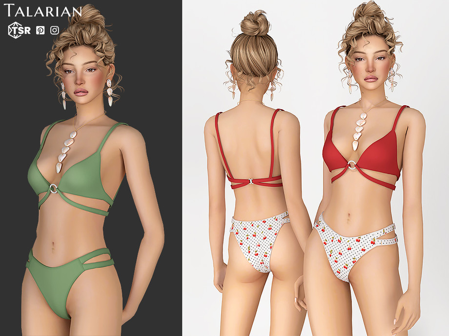 Бикини для симочек Averie Cutout Bikini Set для Sims 4