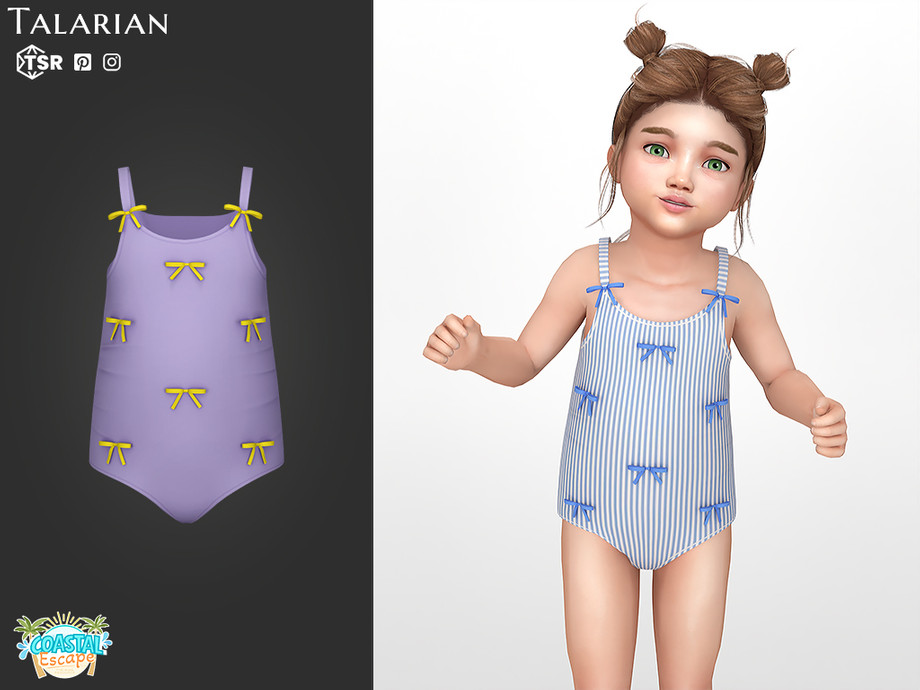 Купальник для малышек Mackenzie Bow Detail One Piece Swimsuit для Sims 4